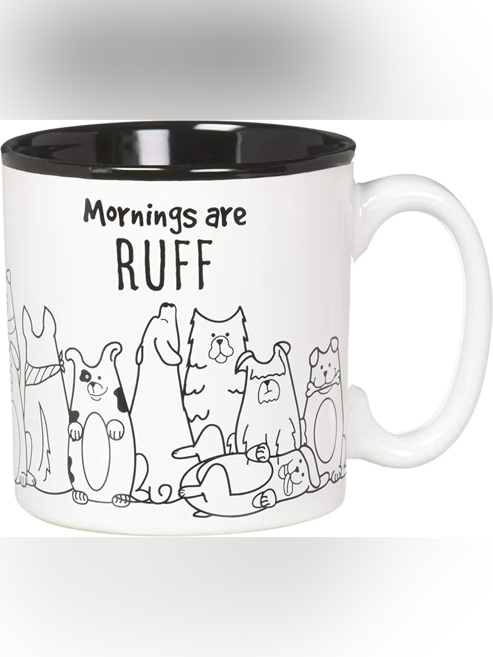 Burton and Burton Mornings Are Ruff Ceramic Coffee Mug, 13 Ounce